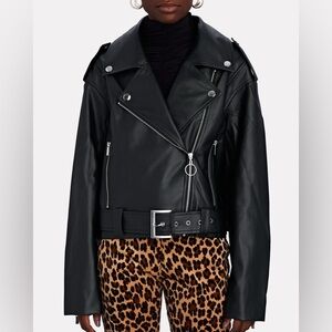 WeWoreWhat Cropped Faux Leather Moto Jacket Size M